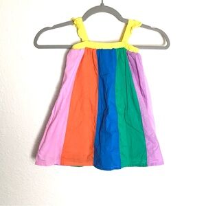 Hanna Andersson rainbow paneled dress Sz 2T sleeveless dress flutter straps